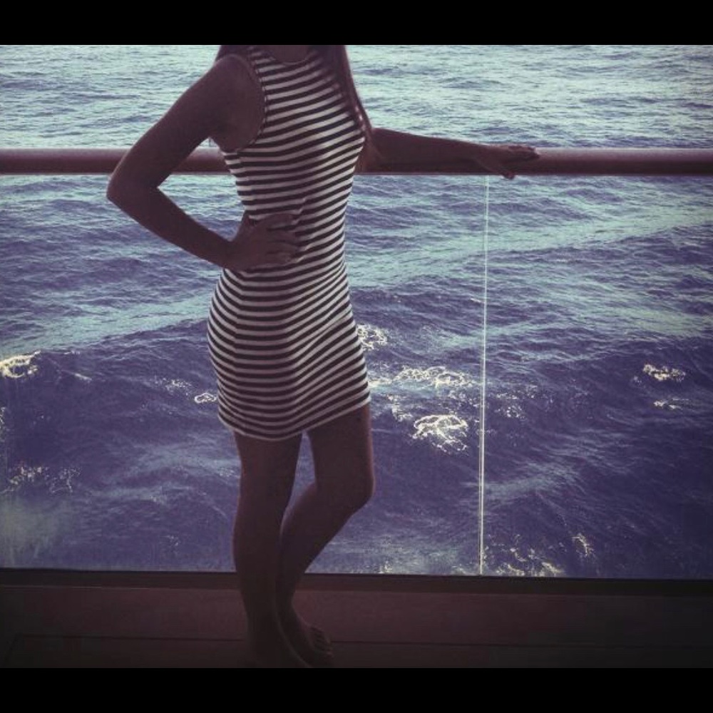 Hollister navy blue striped dress